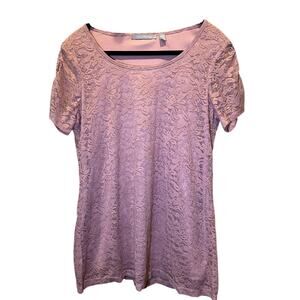 NY Collection - Dusty Rose Pink Lace Blouse - Women's Large
